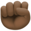 raised fist: dark skin tone on Facebook