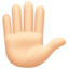 raised hand: light skin tone on Facebook