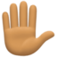 raised hand: medium skin tone on Facebook