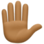 raised hand: medium-dark skin tone on Facebook