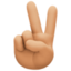 victory hand: medium-light skin tone on Facebook