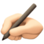 writing hand: light skin tone on Facebook