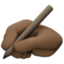 writing hand: dark skin tone on Facebook