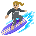 woman surfing: medium-light skin tone on Google