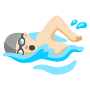 man swimming: light skin tone on Google