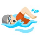 person swimming: light skin tone on Google