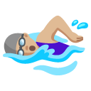 woman swimming: medium-light skin tone on Google