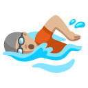 person swimming: medium-light skin tone on Google