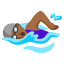woman swimming: medium-dark skin tone on Google