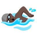 man swimming: dark skin tone on Google