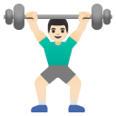 man lifting weights: light skin tone on Google