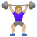 woman lifting weights: medium-light skin tone on Google