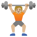 person lifting weights: medium-light skin tone on Google