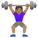 woman lifting weights: medium skin tone on Google