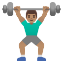 man lifting weights: medium skin tone on Google