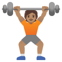 person lifting weights: medium skin tone on Google