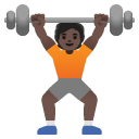 person lifting weights: dark skin tone on Google
