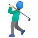 man golfing: light skin tone on Google