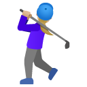 woman golfing: medium-light skin tone on Google