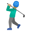 man golfing: medium-light skin tone on Google