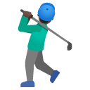 man golfing: dark skin tone on Google