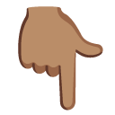 backhand index pointing down: medium skin tone on Google