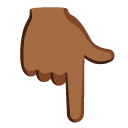 backhand index pointing down: medium-dark skin tone on Google
