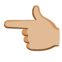 backhand index pointing left: medium-light skin tone on Google