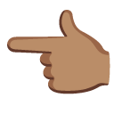 backhand index pointing left: medium skin tone on Google