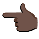 backhand index pointing left: dark skin tone on Google