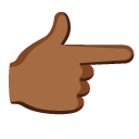 backhand index pointing right: medium-dark skin tone on Google
