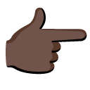 backhand index pointing right: dark skin tone on Google