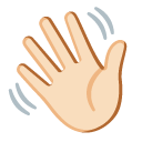 waving hand: light skin tone on Google
