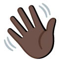 waving hand: dark skin tone on Google