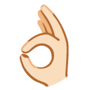 OK hand: light skin tone on Google