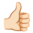 thumbs up: light skin tone on Google