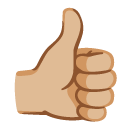 thumbs up: medium-light skin tone on Google