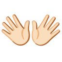 open hands: light skin tone on Google