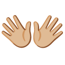 open hands: medium-light skin tone on Google