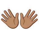 open hands: medium skin tone on Google