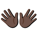 open hands: dark skin tone on Google