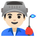 man factory worker: light skin tone on Google