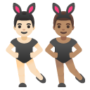 men with bunny ears: light skin tone, medium skin tone on Google
