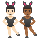 men with bunny ears: light skin tone, medium-dark skin tone on Google