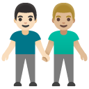 men holding hands: light skin tone, medium-light skin tone on Google