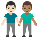 men holding hands: light skin tone, medium skin tone on Google