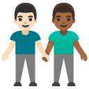 men holding hands: light skin tone, medium-dark skin tone on Google