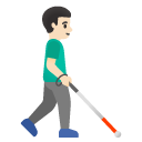 man with white cane facing right: light skin tone on Google