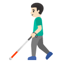 man with white cane: light skin tone on Google