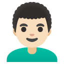 man: light skin tone, curly hair on Google